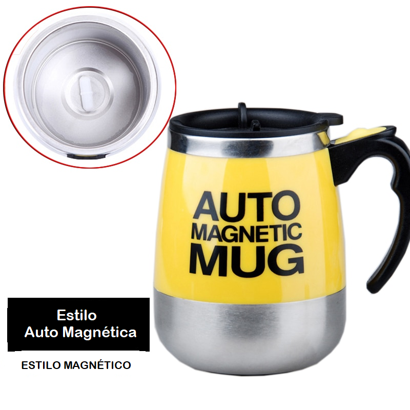 Caneca Magnética com Agitação Automática Pilhas AAA ou Cabo UBS de Aço Inoxidável