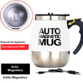 Caneca Magnética com Agitação Automática Pilhas AAA ou Cabo UBS de Aço Inoxidável